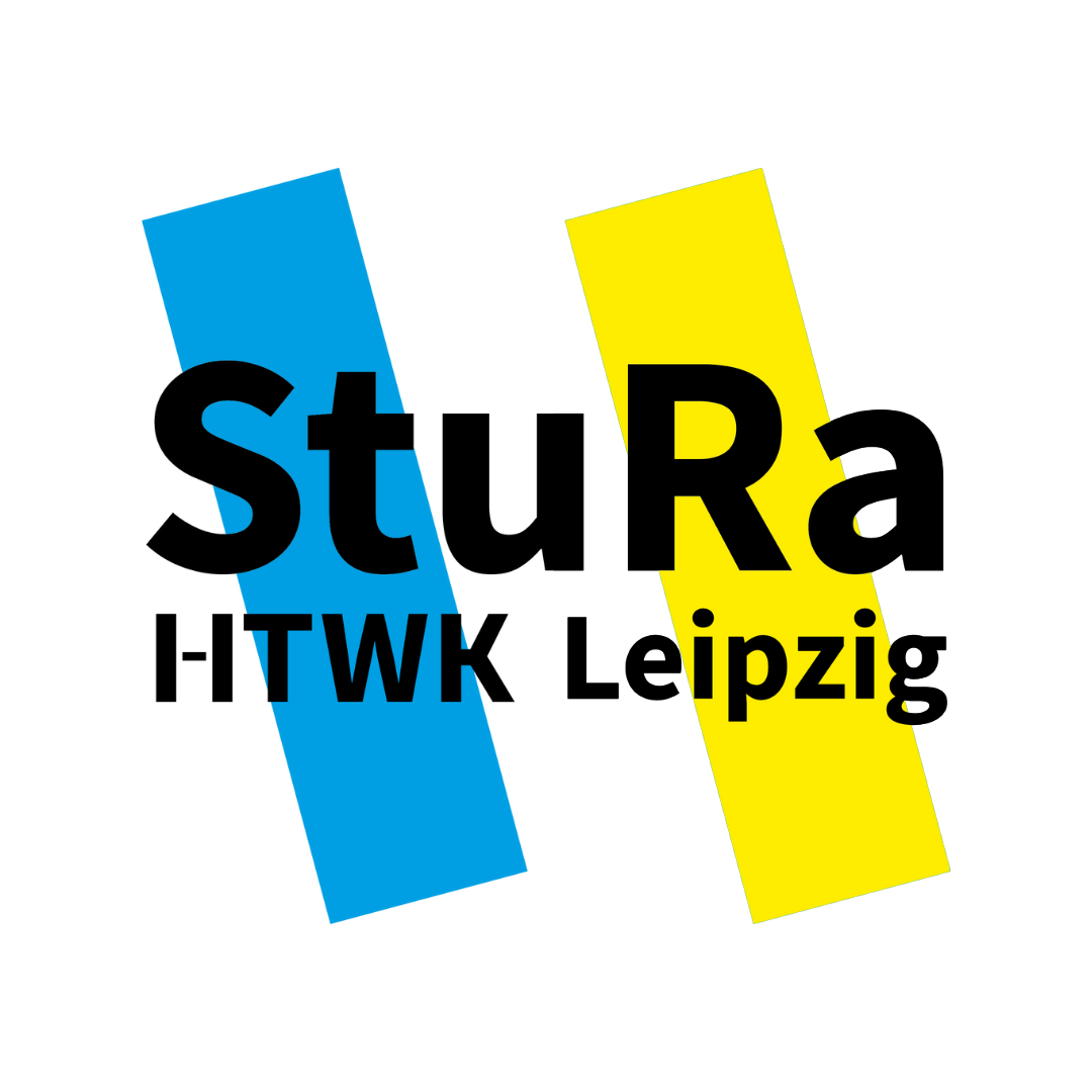 Logo des StudierendenRats der HTWK Leipzig in den Farben Blau und Gelb